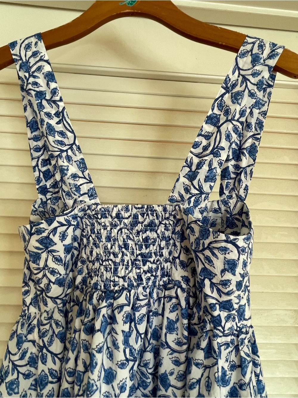 J. Crew Square Neck Blue & White Floral Midi Dress with Bandana Print/EUC Size 4 - Picture 5 of 6